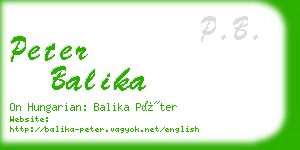 peter balika business card